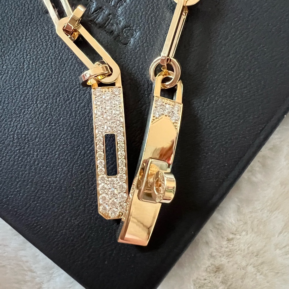 Brand New! ✨ Hermès Kelly Chaine 18K Yelllow Gold diamond bracelet size ST - Picture 4 of 6